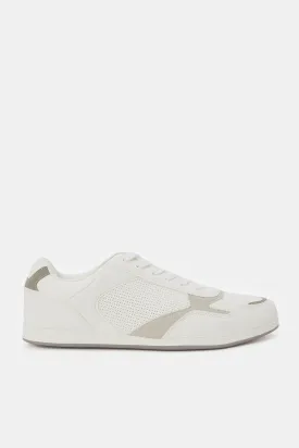 Men White Material Block Sneaker