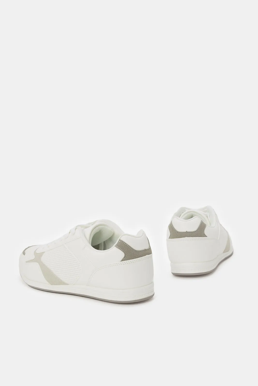 Men White Material Block Sneaker