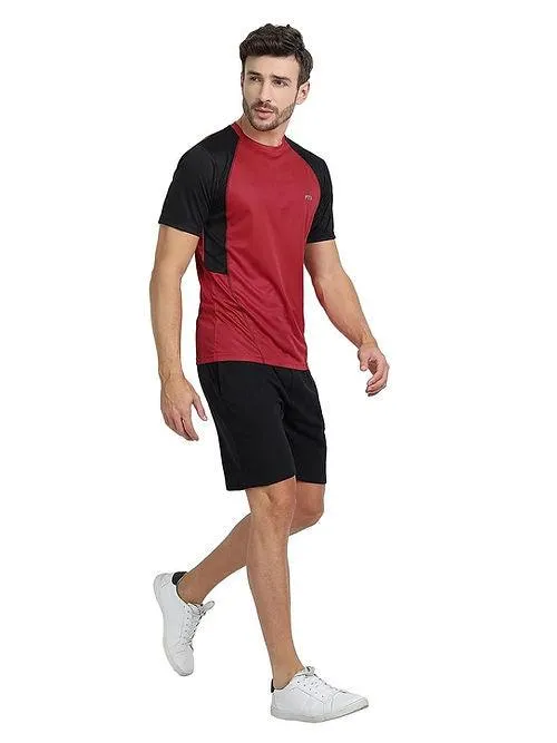 Men's Bi-Color  Dri-FIT Workout T-Shirts (Red/ Black)