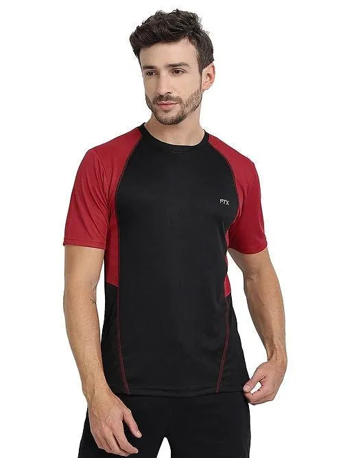 Men's Bi-Color  Dri-FIT Workout T-Shirts (Red/ Black)