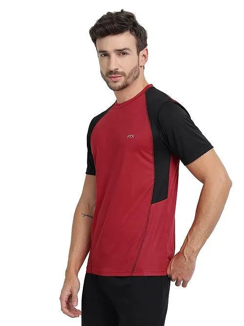 Men's Bi-Color  Dri-FIT Workout T-Shirts (Red/ Black)