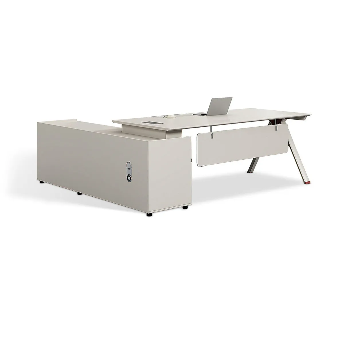 Minimalist and Comfortable Floral White Executive Desk with Privacy Panel Design