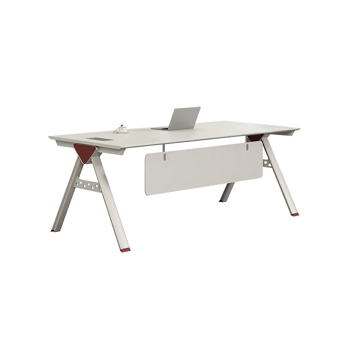 Minimalist and Comfortable Floral White Executive Desk with Privacy Panel Design