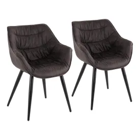 Rouche Contemporary Chair in Black Metal and Black Cowboy Fabric by LumiSource - Set of 2