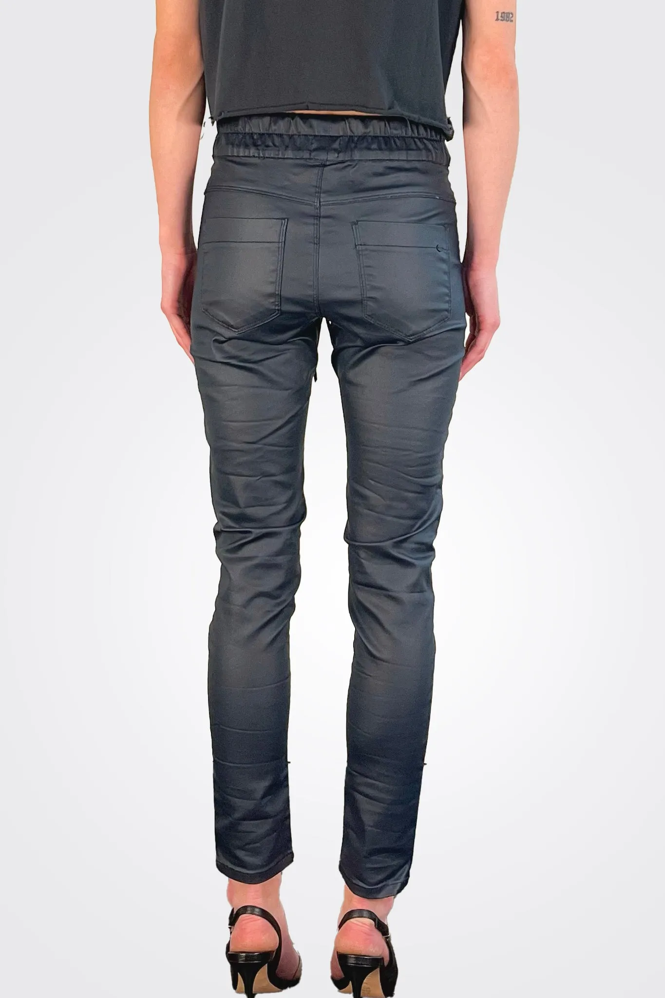 Shely Pants - Navy Vegan Leather