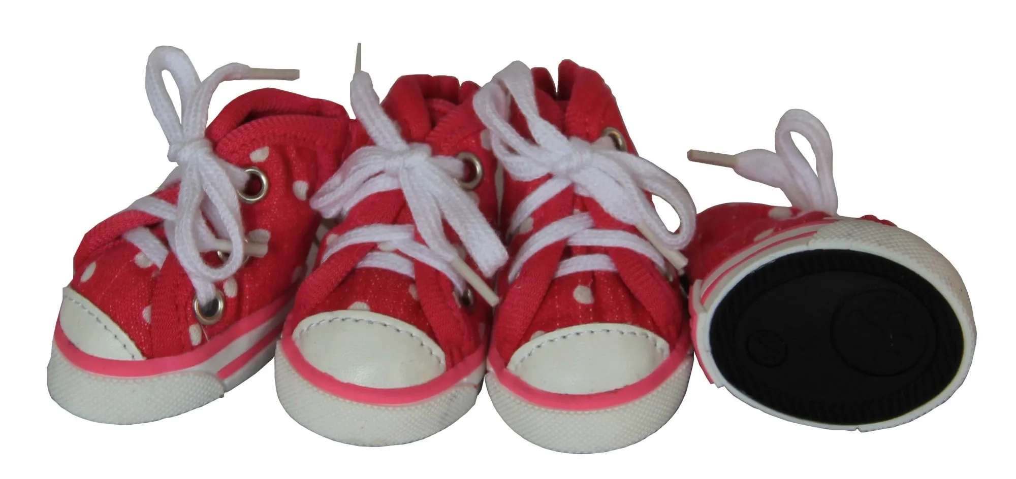 Skater Red Canvas Grip Dog Sneakers - Set of 4