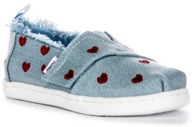 Toms Tiny Alpargata In Blue Red Heart For Toddler