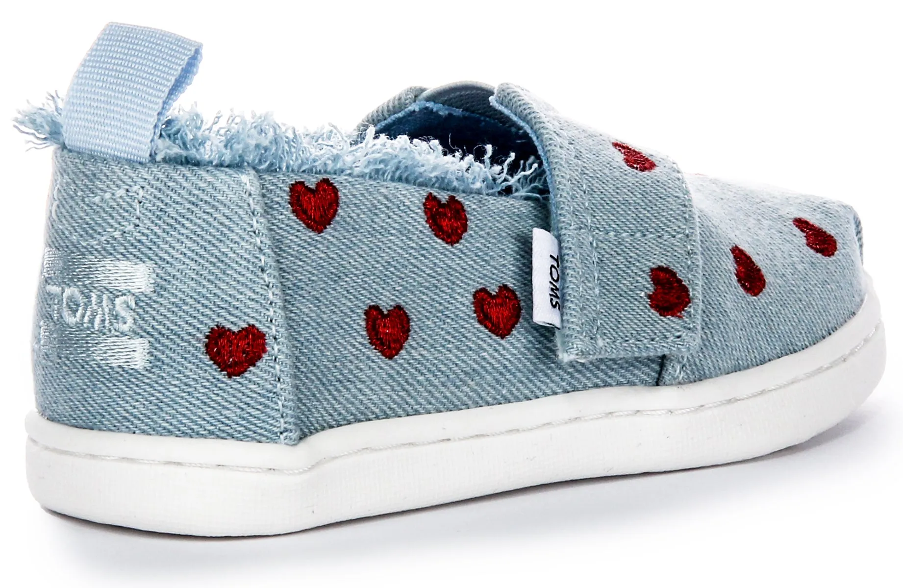 Toms Tiny Alpargata In Blue Red Heart For Toddler