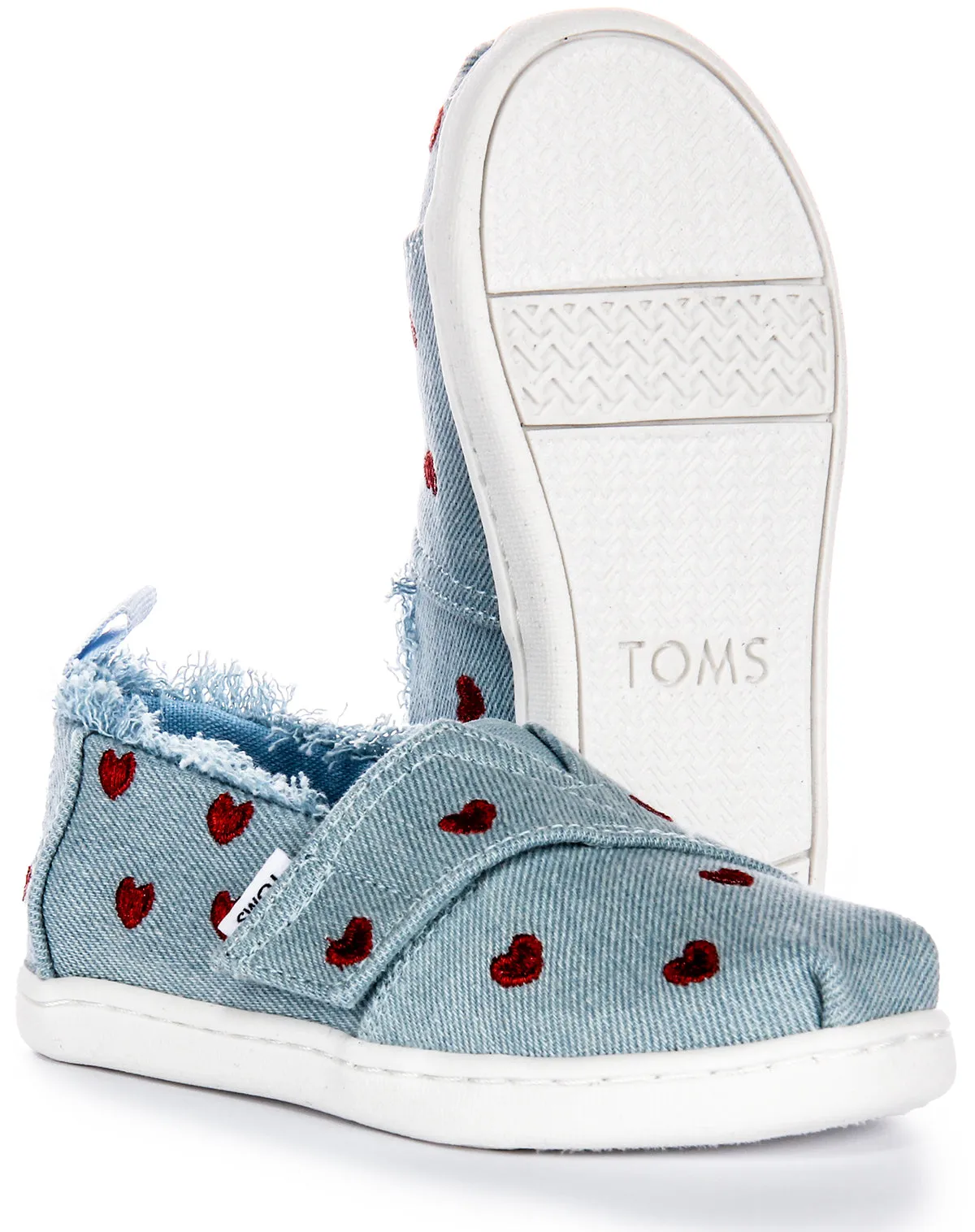 Toms Tiny Alpargata In Blue Red Heart For Toddler