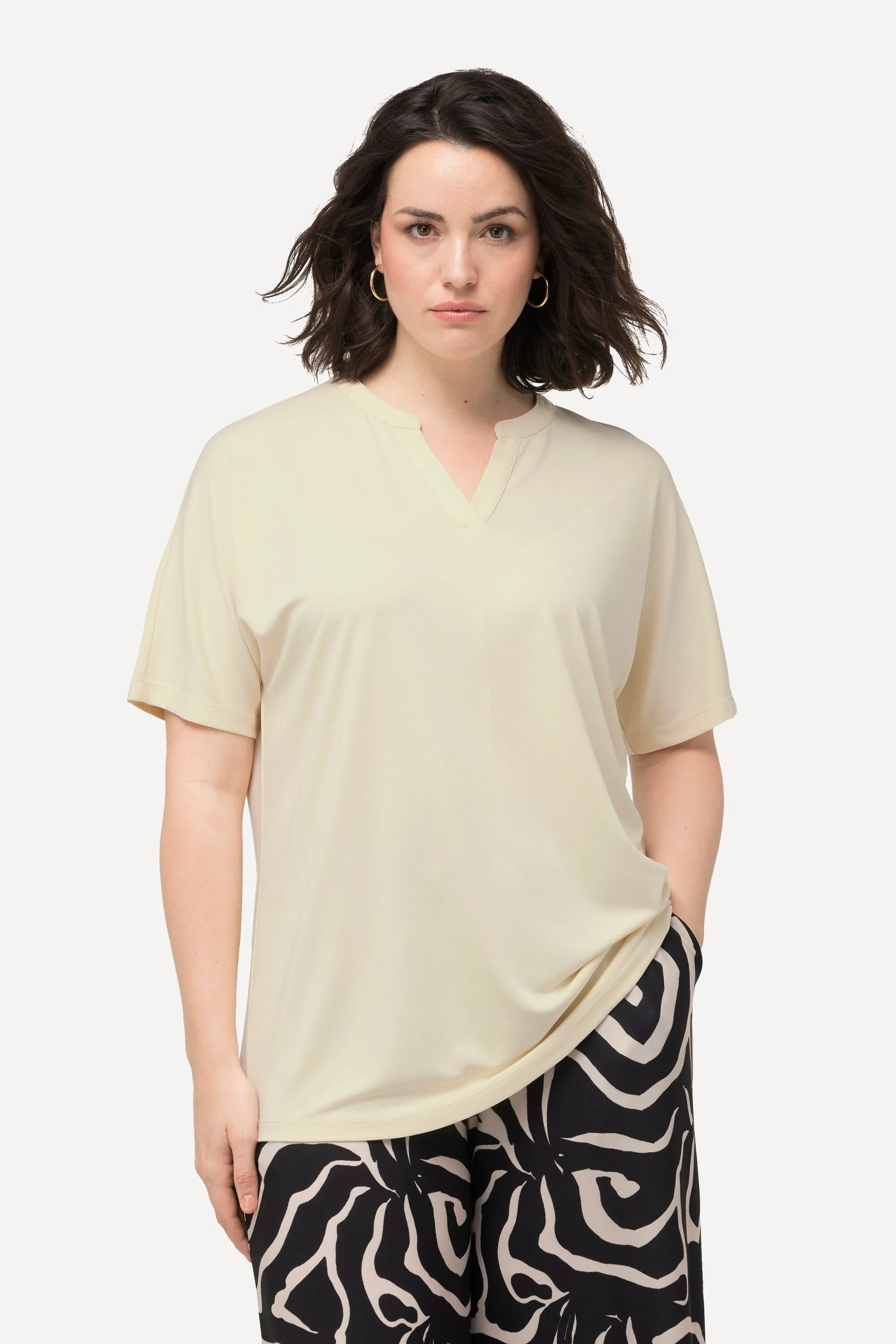 Ulla Popken Oversized T-shirt in Beige