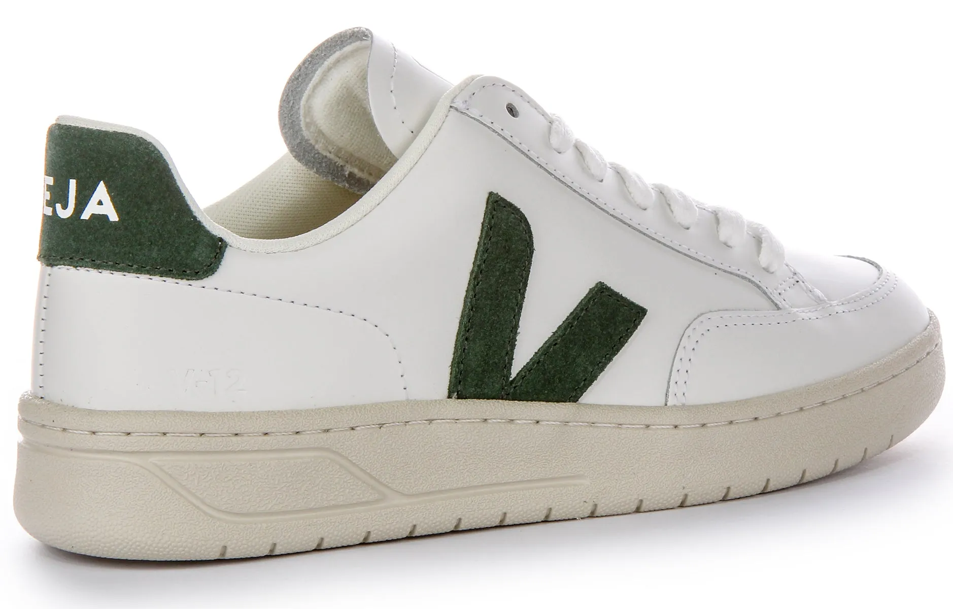 Veja V 12 Leather In White Green For Women