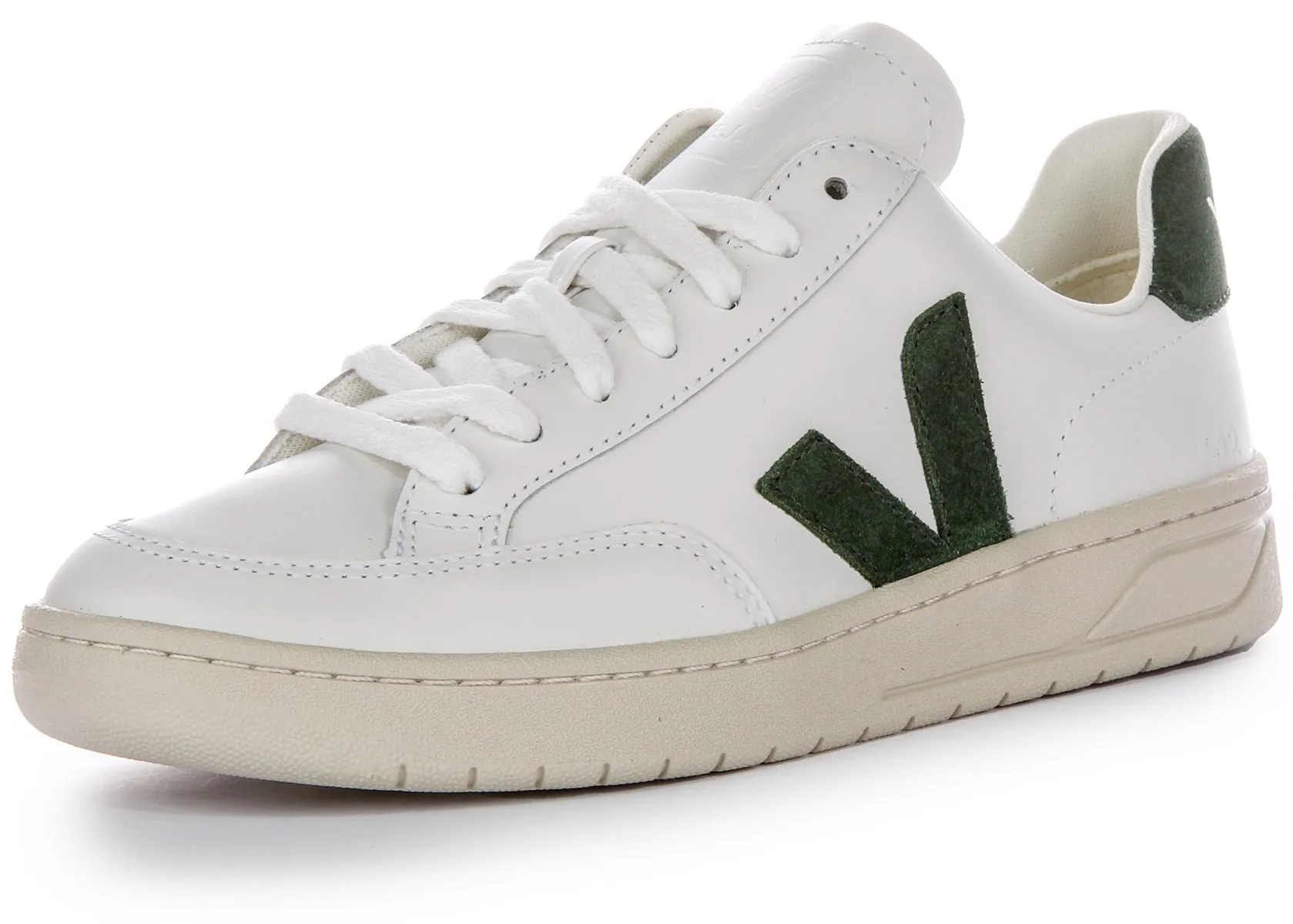 Veja V 12 Leather In White Green For Women