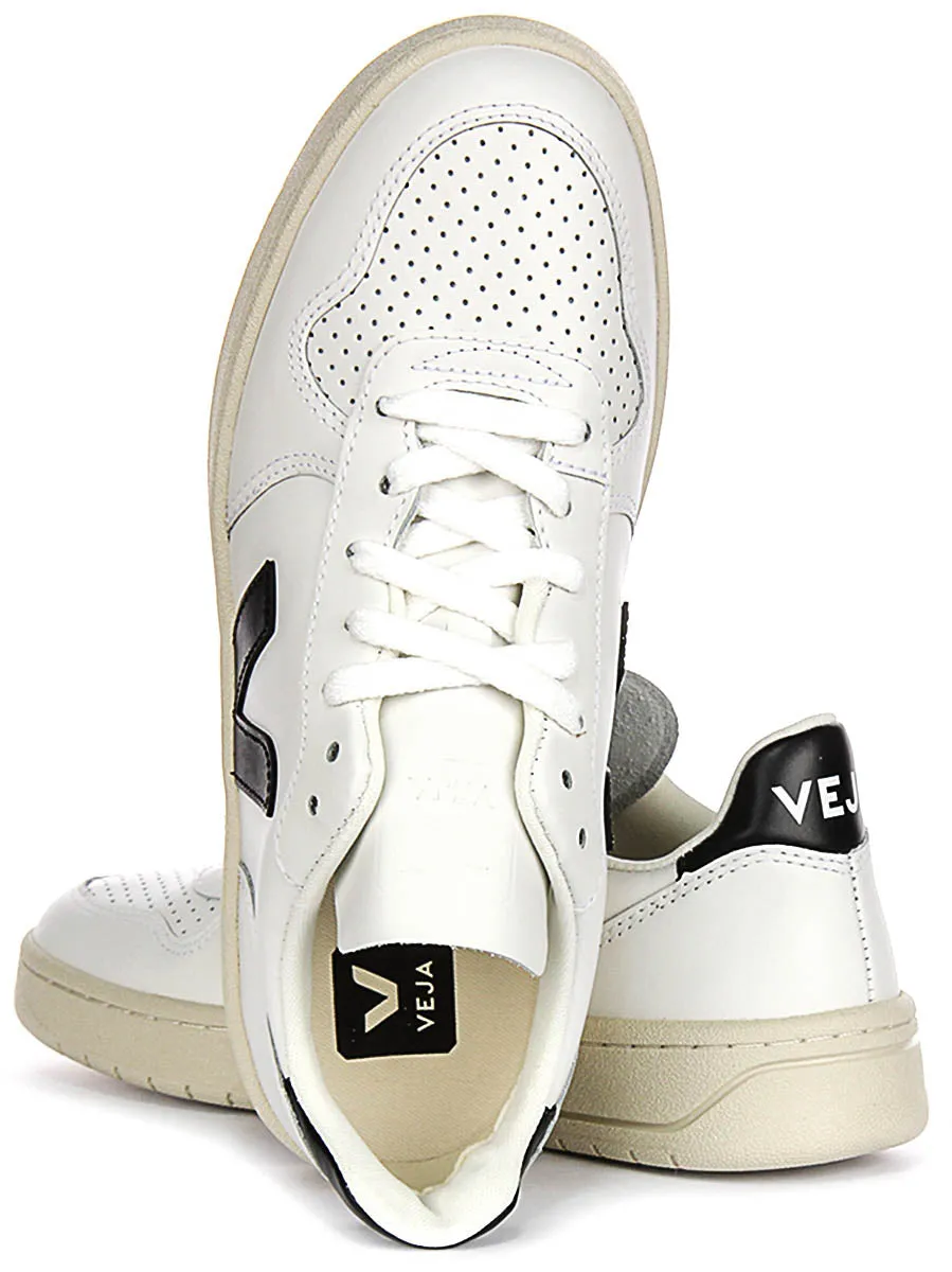 Veja V10 Leather In White Black For Women