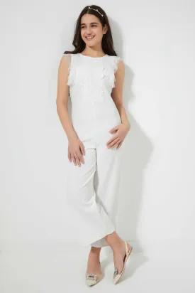 White Front Laced Jumpsuit