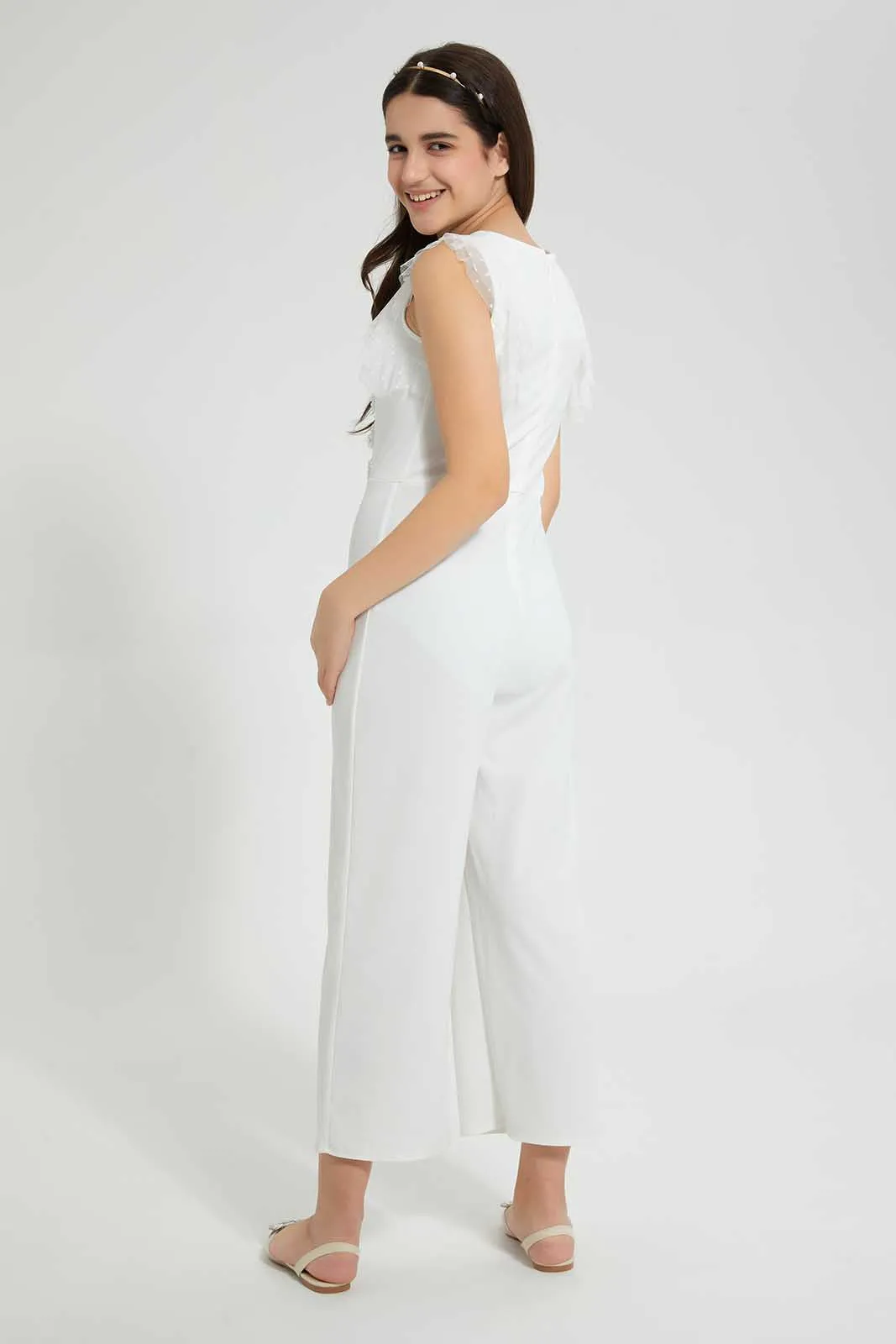 White Front Laced Jumpsuit