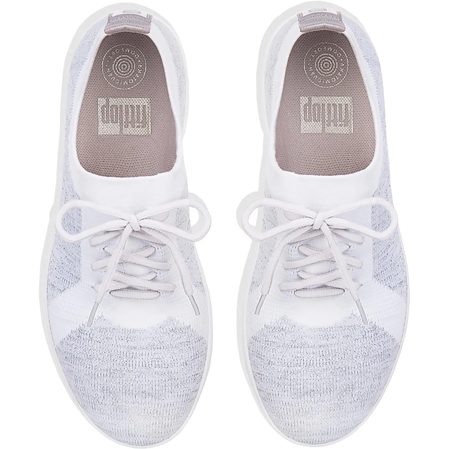 Women's Fit Flop F-Sporty Uberknit Sneakers White/Silver Metallic Nylon