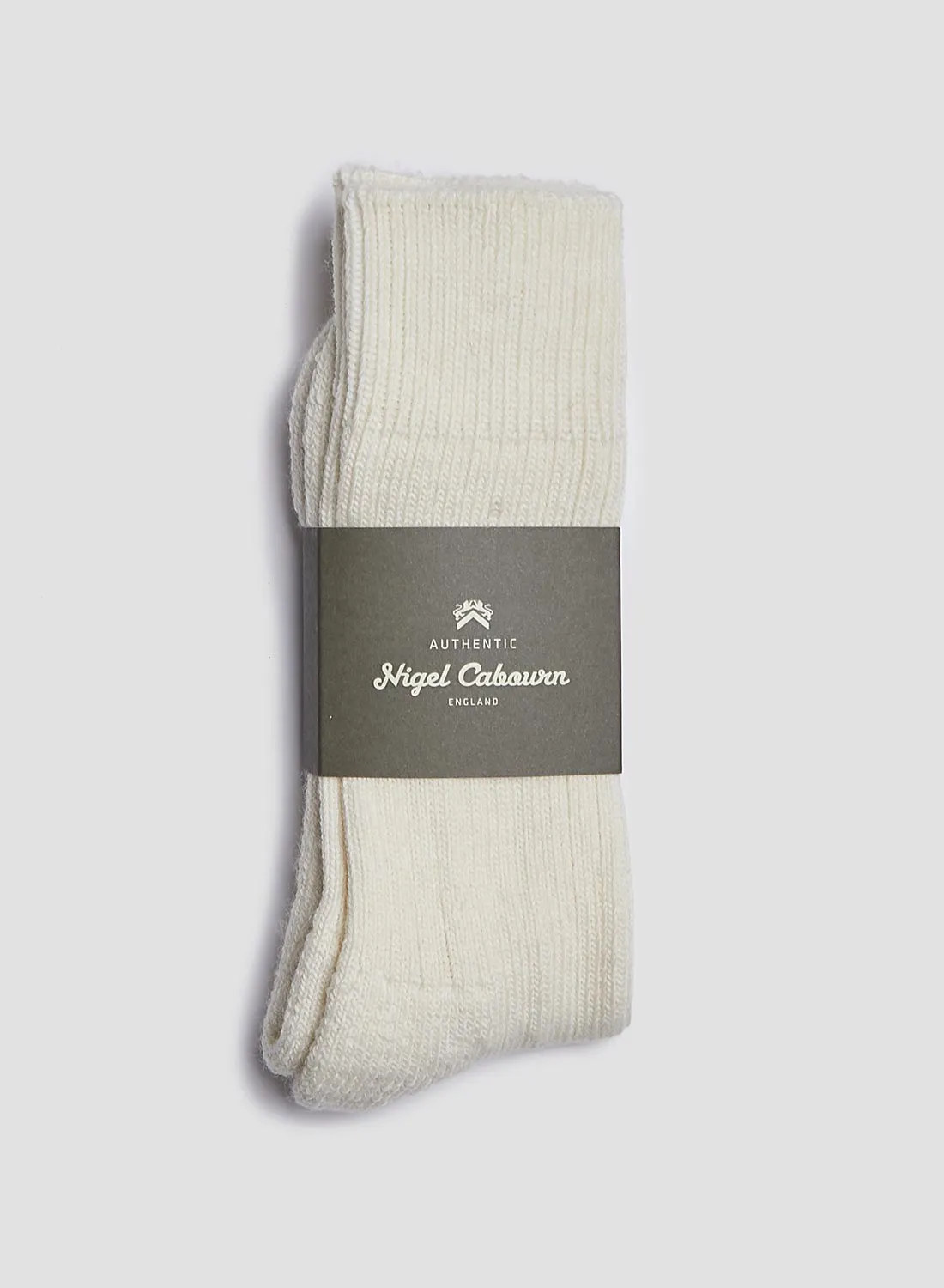 Wool Cushion Sole Crew Sock in Ecru